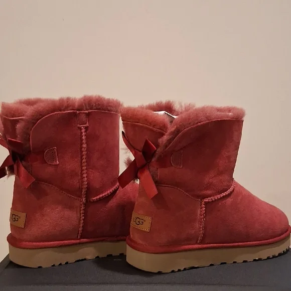 UGG Red Mini Bailey Bow Boots - Picture 8 of 14